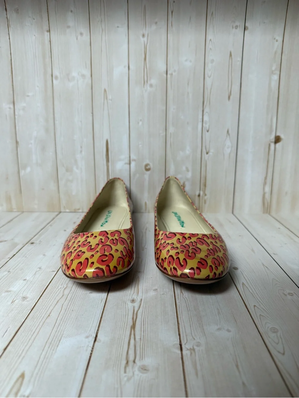 Louis Vuitton Leopard Print Patent Leather Ballet Flat Blanc Corail Sz 39 / 9